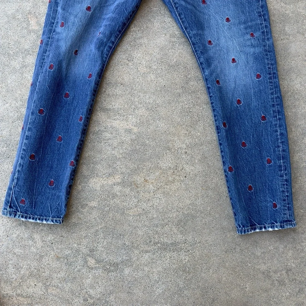 Polo‎ Ralph Lauren Blue Sullivan Slim Skull Crossbones Embroidered Jeans - 34x30
